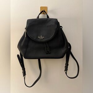 Kate Spade | Black Leila Medium Flap Pebbled Leather Backpack‎